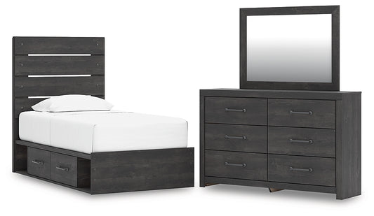 Hollivern  Panel Storage Bed With Mirrored Dresser