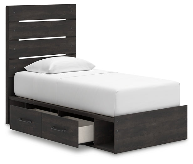Hollivern  Panel Storage Bed With Mirrored Dresser, Chest And Nightstand