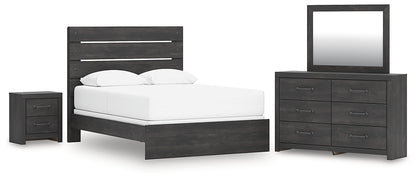 Hollivern  Panel Bed With Mirrored Dresser And Nightstand