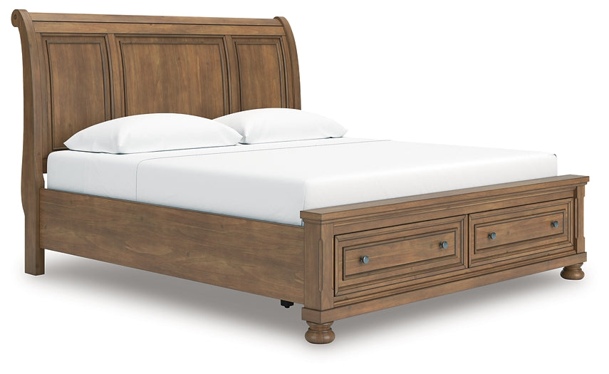 Feddinger  Storage Sleigh Bed With Mirrored Dresser, Chest And Nightstand