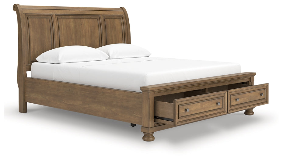 Feddinger California  Storage Sleigh Bed With Mirrored Dresser, Chest And Nightstand