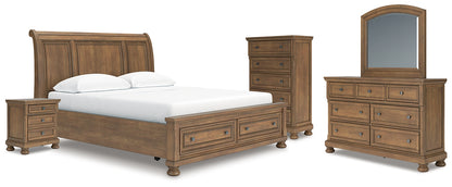 Feddinger California  Storage Sleigh Bed With Mirrored Dresser, Chest And Nightstand