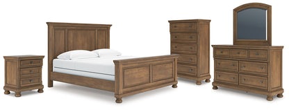 Feddinger  Panel Bed With Mirrored Dresser, Chest And Nightstand