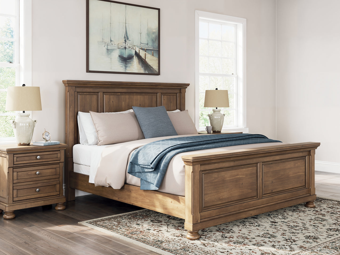 Feddinger California  Panel Bed With Mirrored Dresser