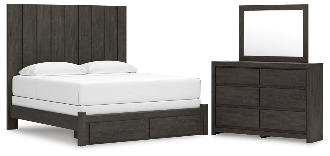 Fraluna  Panel Storage Bed With Mirrored Dresser