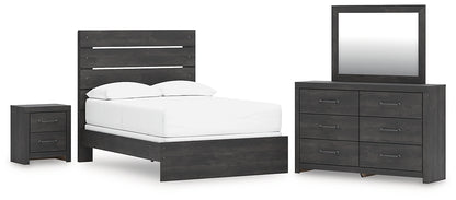 Hollivern  Panel Bed With Mirrored Dresser And Nightstand