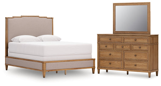 Sharlance  Upholstered Panel Bed With Mirrored Dresser