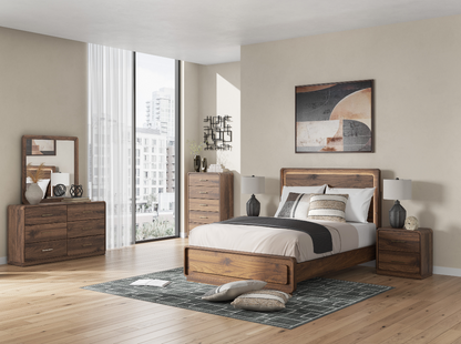 Fortlorn  Panel Bed With Mirrored Dresser