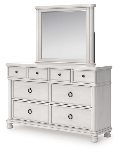 Rowlenstown  Poster Bed, Dresser, Mirror And Nightstand