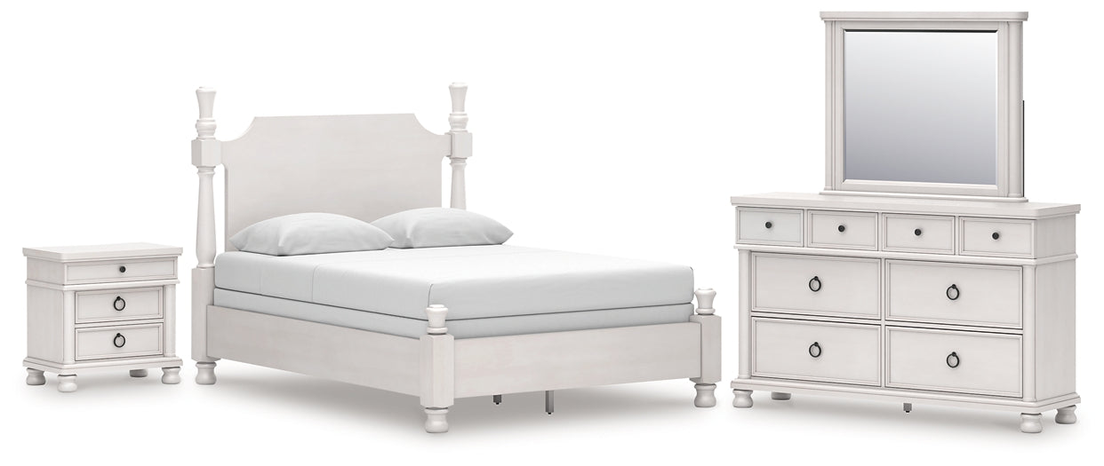 Rowlenstown  Poster Bed, Dresser, Mirror And Nightstand