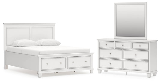 Fortman  Panel Storage Bed With Mirrored Dresser