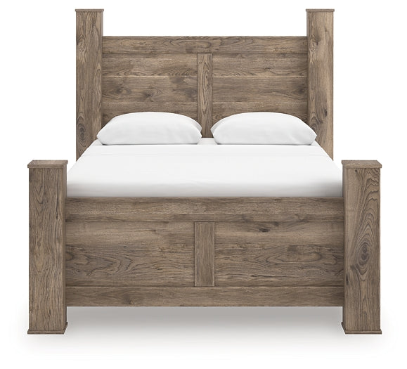 Rusticott  Poster Bed With Mirrored Dresser And Nightstand
