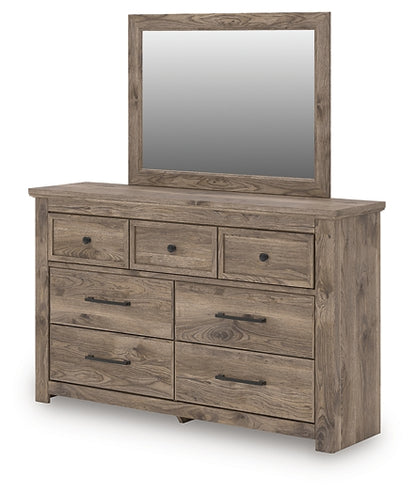 Rusticott  Poster Bed With Mirrored Dresser And Nightstand