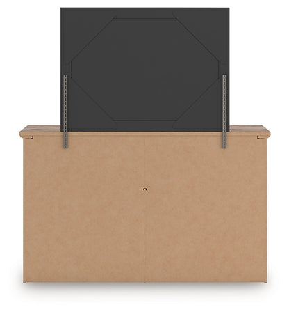 Rusticott  Poster Bed With Mirrored Dresser And Nightstand