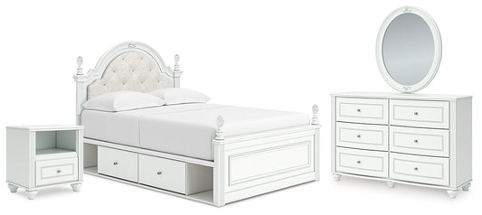 Kozlani  Upholstered Panel Storage Bed, Dresser, Mirror And Nightstand